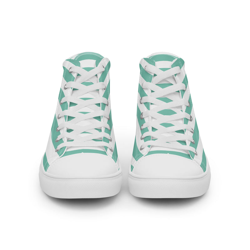 Mint Stripe High Top #206 - Close Up Detail | HA!LO Canvas Sneakers