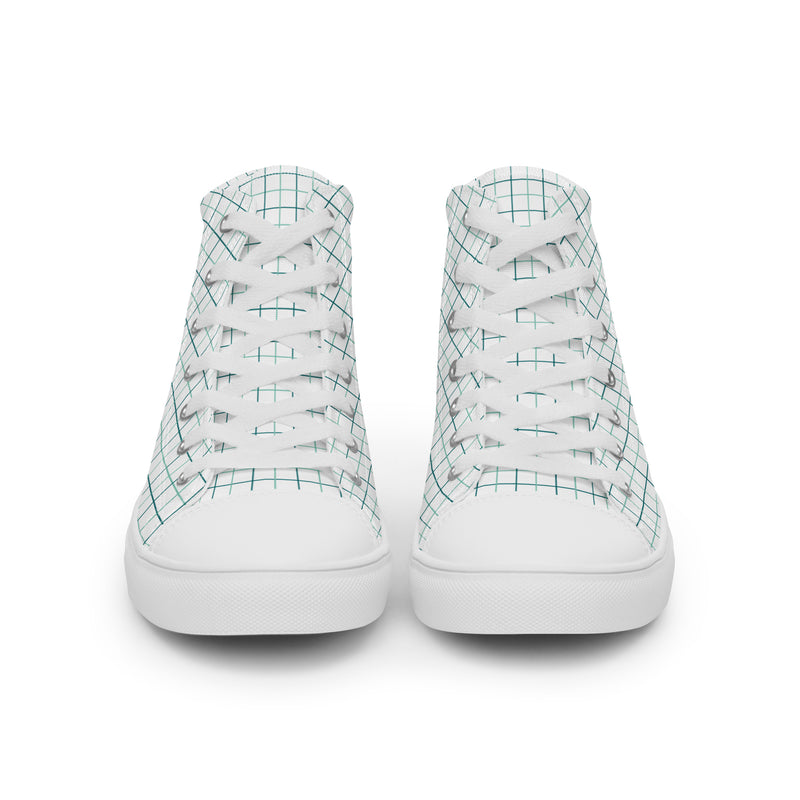 Mint Grid High Top #208 - Close Up Detail | HA!LO Canvas Sneakers