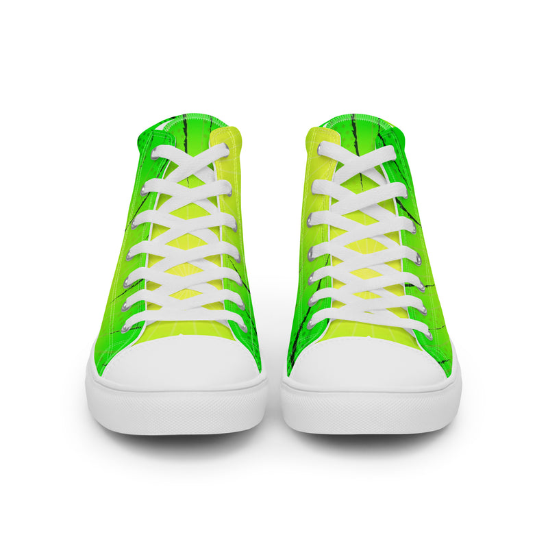 Neon Green High Top #214 - Close Up Detail | HA!LO Canvas Sneakers