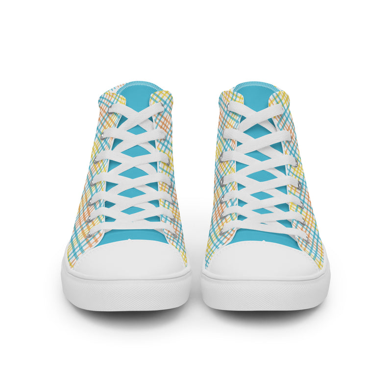 Pastel Plaid High Top #224 - Close Up Detail | HA!LO Canvas Sneakers