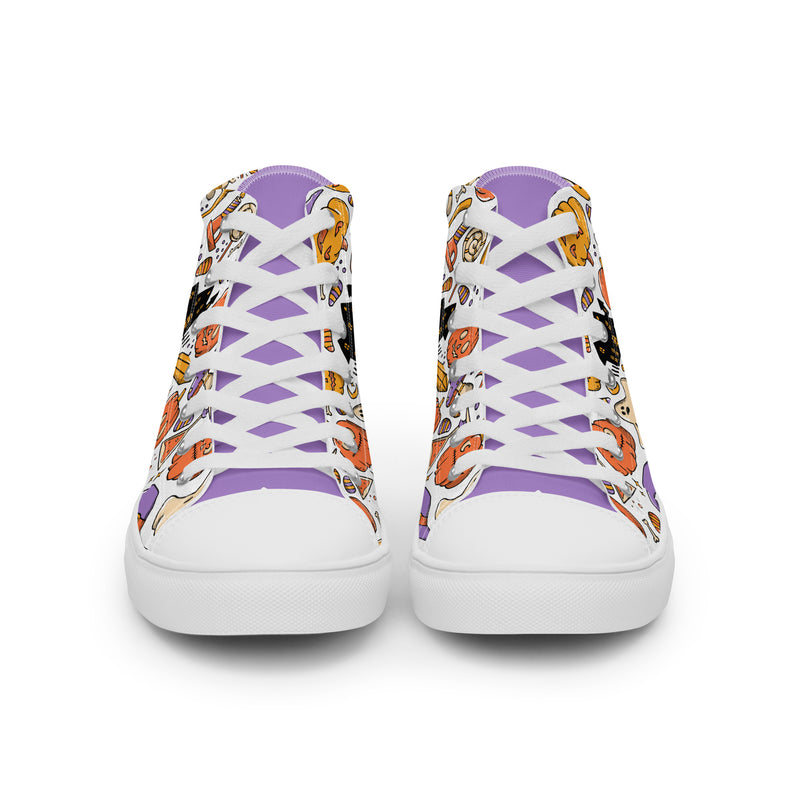 Pumpkin Cat High Top #233 - Close Up Detail | HA!LO Canvas Sneakers