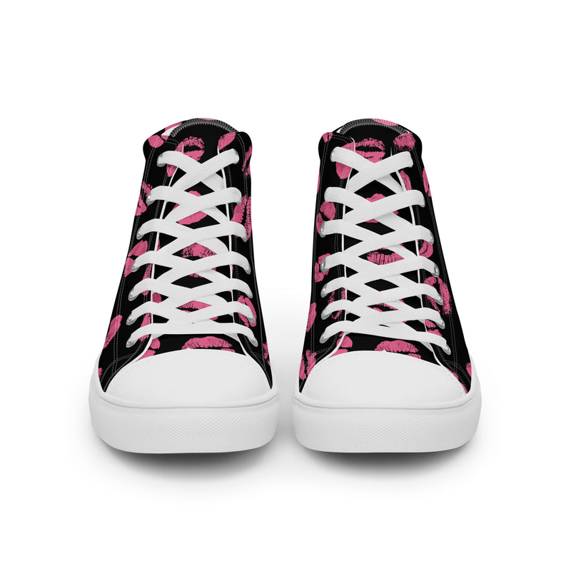 Lipstick Kiss High Top #262 - Close Up Detail | HA!LO Canvas Sneakers
