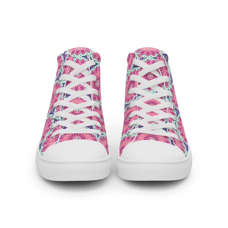 Pink Mandala High Top #250 - Close Up Detail | HA!LO Canvas Sneakers