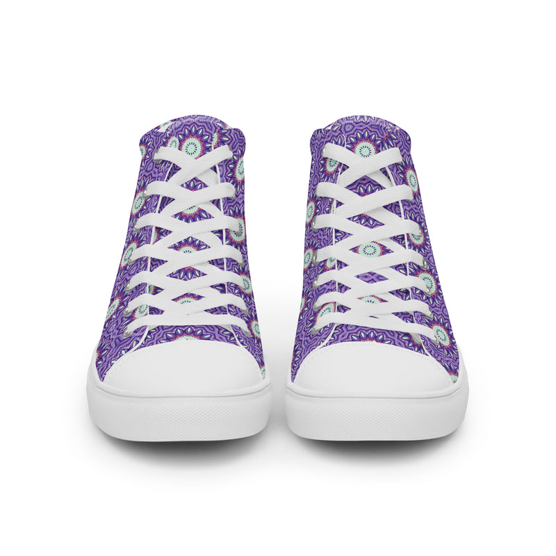 Purple Mandala High Top #251 - Close Up Detail | HA!LO Canvas Sneakers