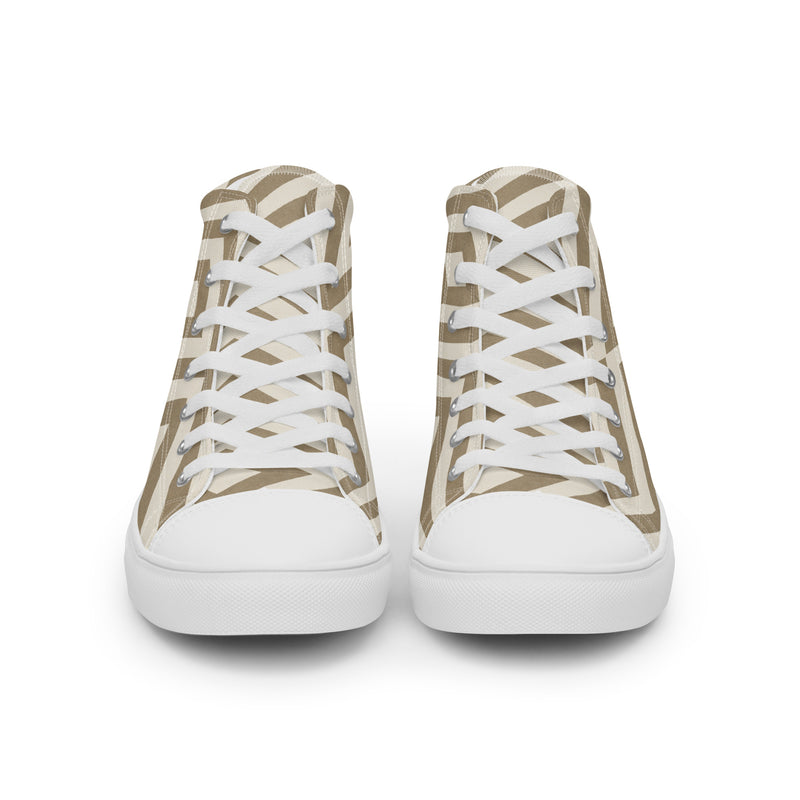 Tan Chevron High Top #290 - Angled View | HA!LO Canvas Sneakers