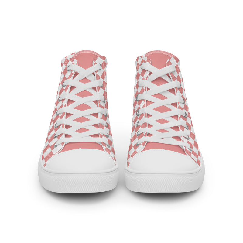 Pink Check High Top #303 - Close Up Detail | HA!LO Canvas Sneakers