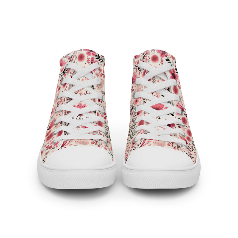 Pink Floral Heart High Top #313 - Sole Detail | HA!LO Canvas Sneakers