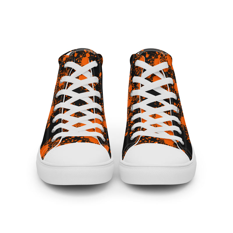 HA!LO Orange & Black Splatter #337 — Women’s Canvas High Top