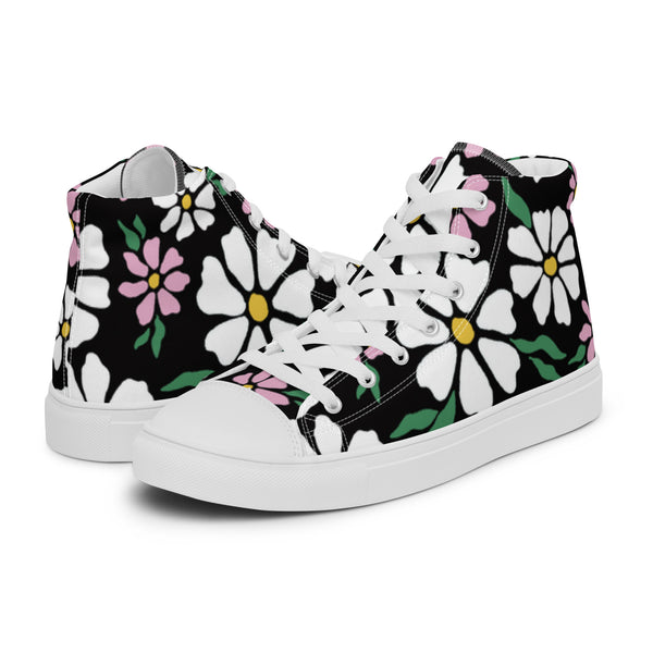 HA!LO Black Daisy #4 Women’s Canvas High Top Sneakers