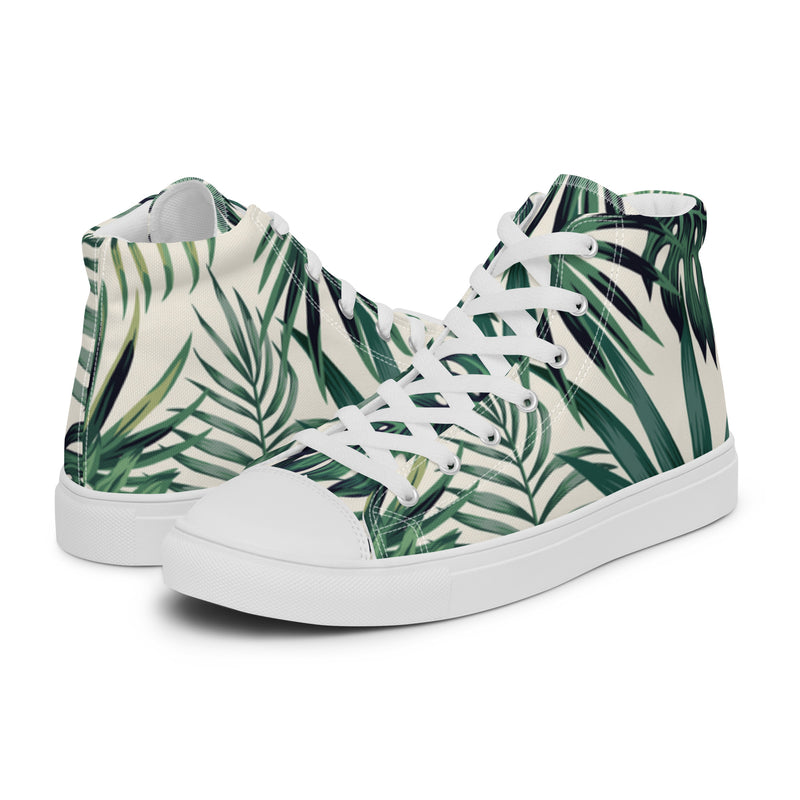 Palm Frond High Top #19 - Canvas High Top Sneakers | HA!LO