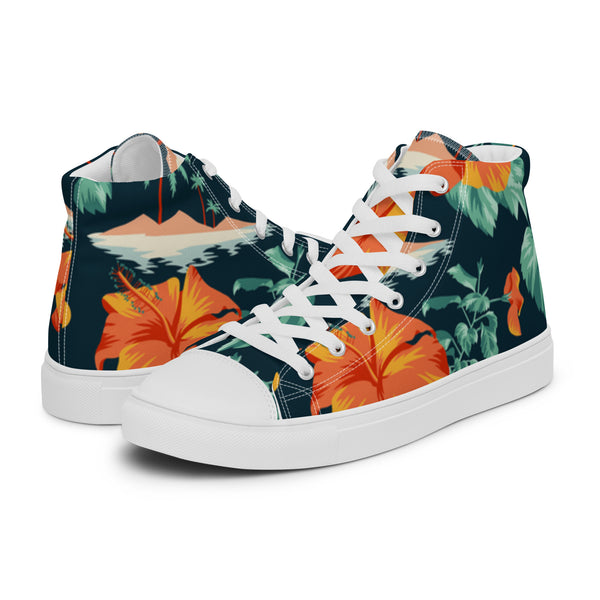 HA!LO Tropical Orange #23 Women’s Canvas High Top Sneakers