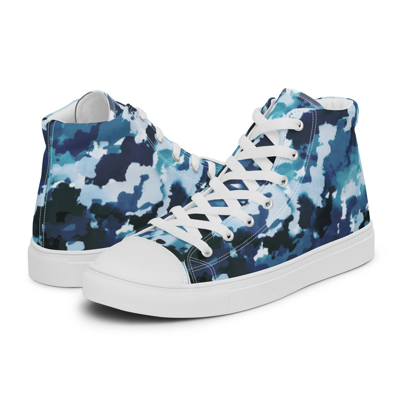 Blue Ink Splash High Top #26 - Canvas High Top Sneakers | HA!LO