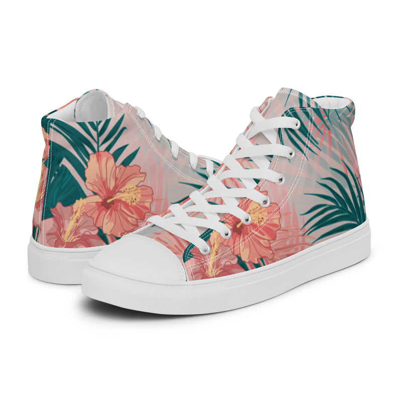 Tropical Hibiscus High Top #28 - Canvas High Top Sneakers | HA!LO