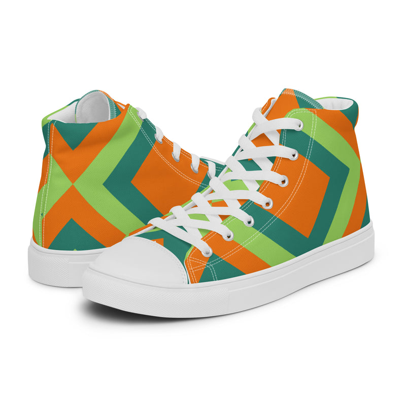 Orange Geometric High Top #44 - Canvas High Top Sneakers | HA!LO