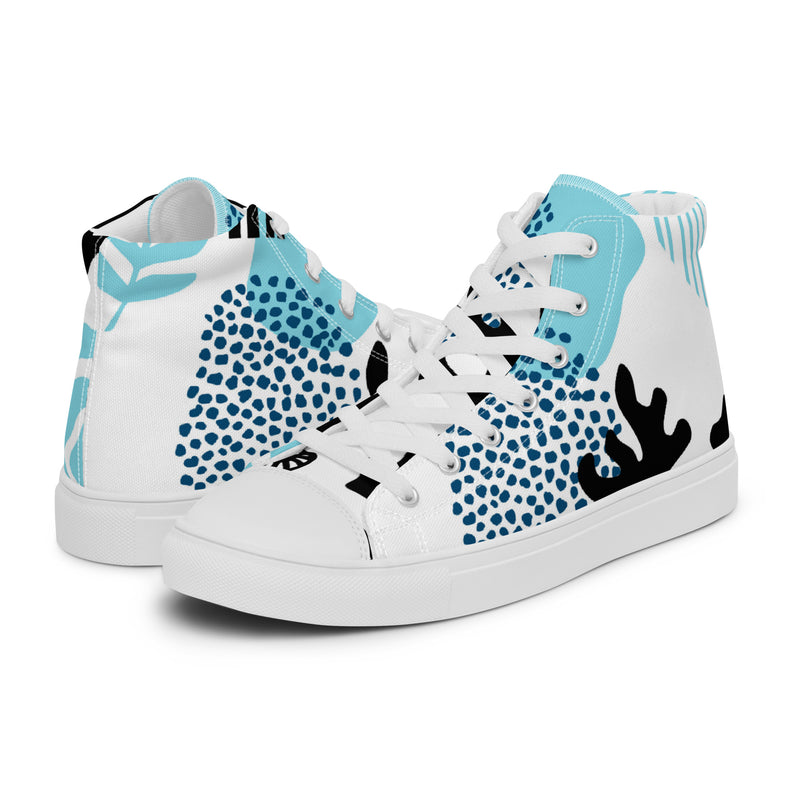 Blue Dot Abstract High Top #57 - Canvas High Top Sneakers | HA!LO