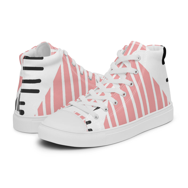 Pink Stripe Dot High Top #63 - Canvas High Top Sneakers | HA!LO