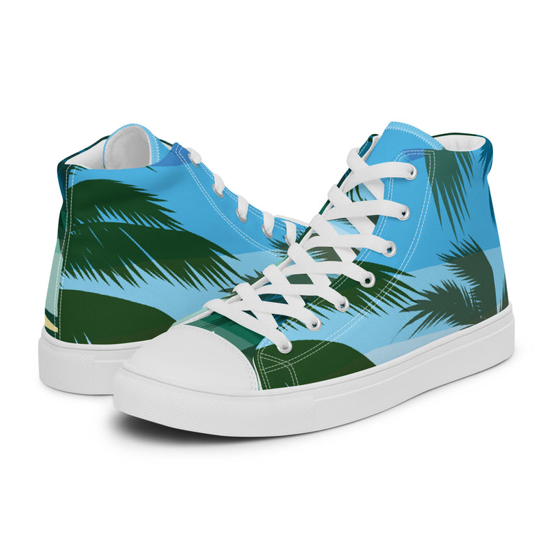 Palm Paradise High Top #73 - Canvas High Top Sneakers | HA!LO