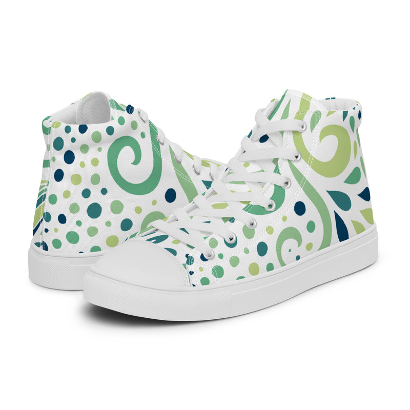 Green Swirl High Top #77 - Canvas High Top Sneakers | HA!LO
