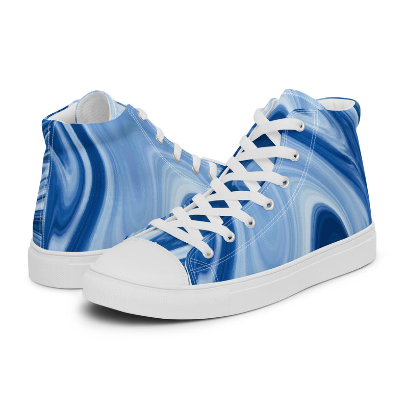 Blue Marble High Top #79 - Canvas High Top Sneakers | HA!LO