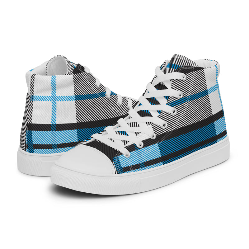 Blue Tartan High Top #84 - Canvas High Top Sneakers | HA!LO
