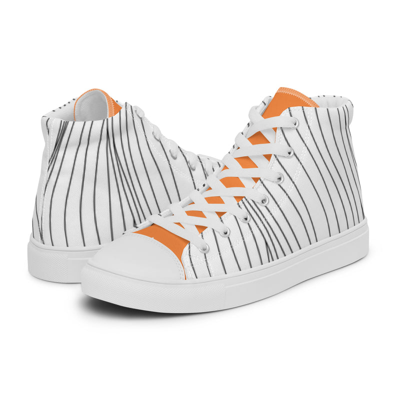 Orange Pinstripe High Top #99 - Canvas High Top Sneakers | HA!LO
