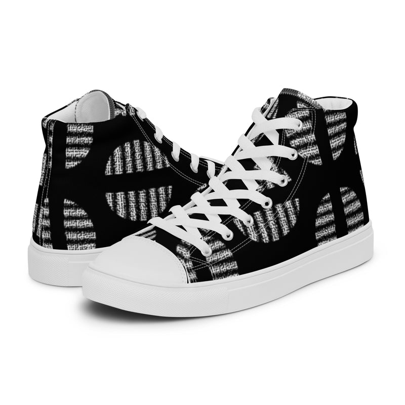 Black Graphic High Top #104 - Canvas High Top Sneakers | HA!LO
