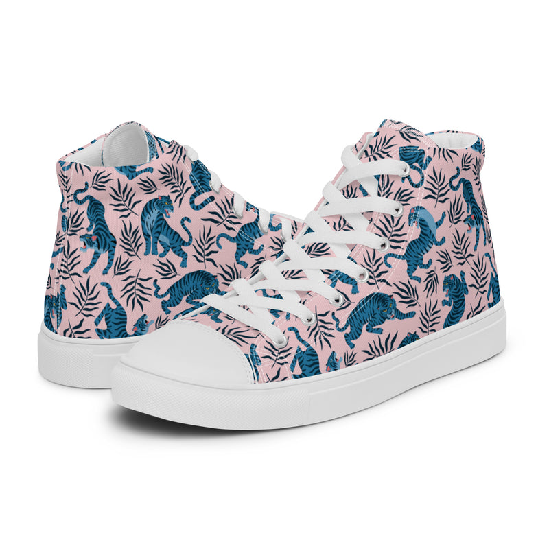 Blue Tropical High Top #115 - Canvas High Top Sneakers | HA!LO