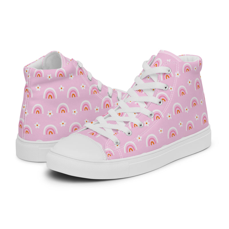Pink Rainbow High Top #123 - Canvas High Top Sneakers | HA!LO