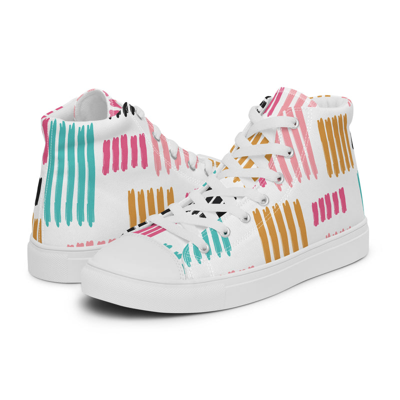 Pastel Stripe High Top #132 - Canvas High Top Sneakers | HA!LO