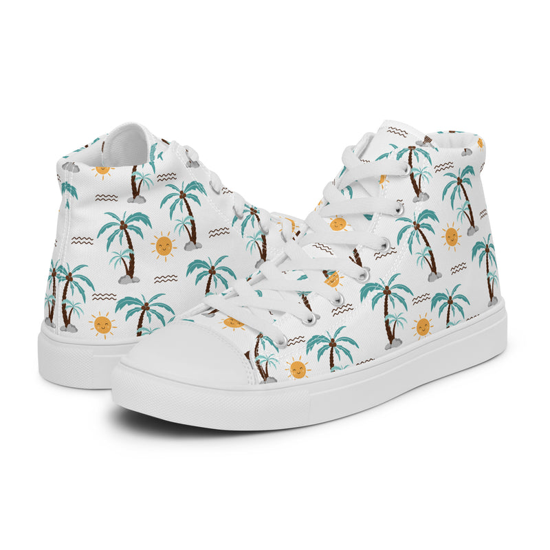 Palm Tree High Top #148 - Canvas High Top Sneakers | HA!LO