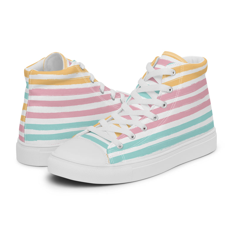 Sunset Stripe High Top #149 - Canvas High Top Sneakers | HA!LO
