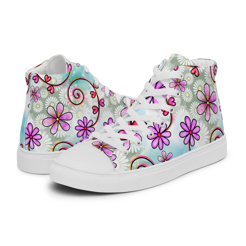 Spring Daisy High Top #152 - Canvas High Top Sneakers | HA!LO