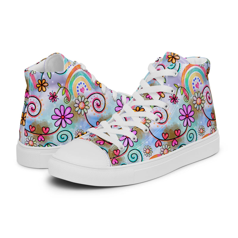 Rainbow Flower High Top #155 - Canvas High Top Sneakers | HA!LO