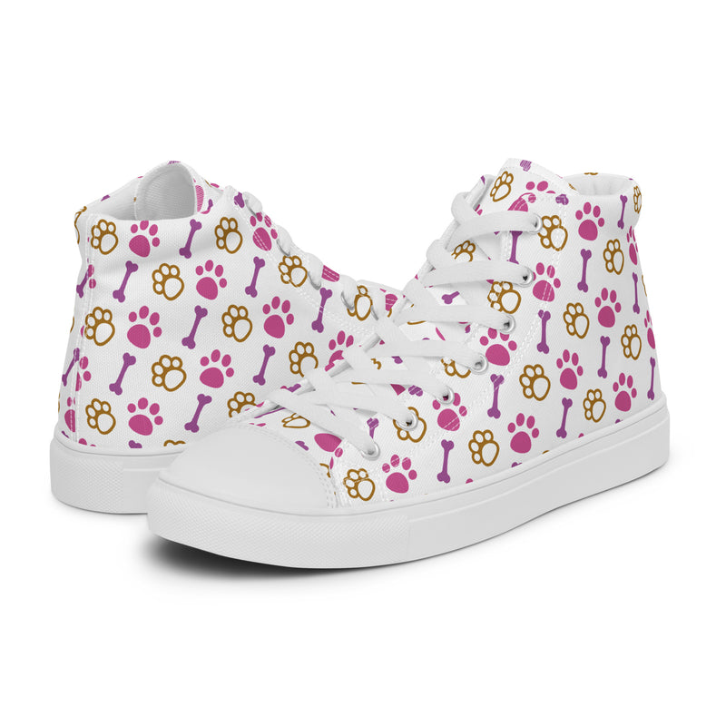 Pink Dog Bone High Top #163 - Canvas High Top Sneakers | HA!LO