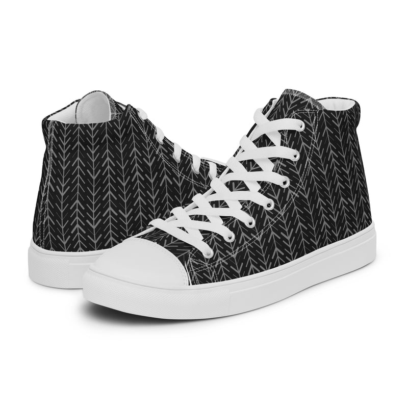 Dark Herringbone High Top #172 - Canvas High Top Sneakers | HA!LO