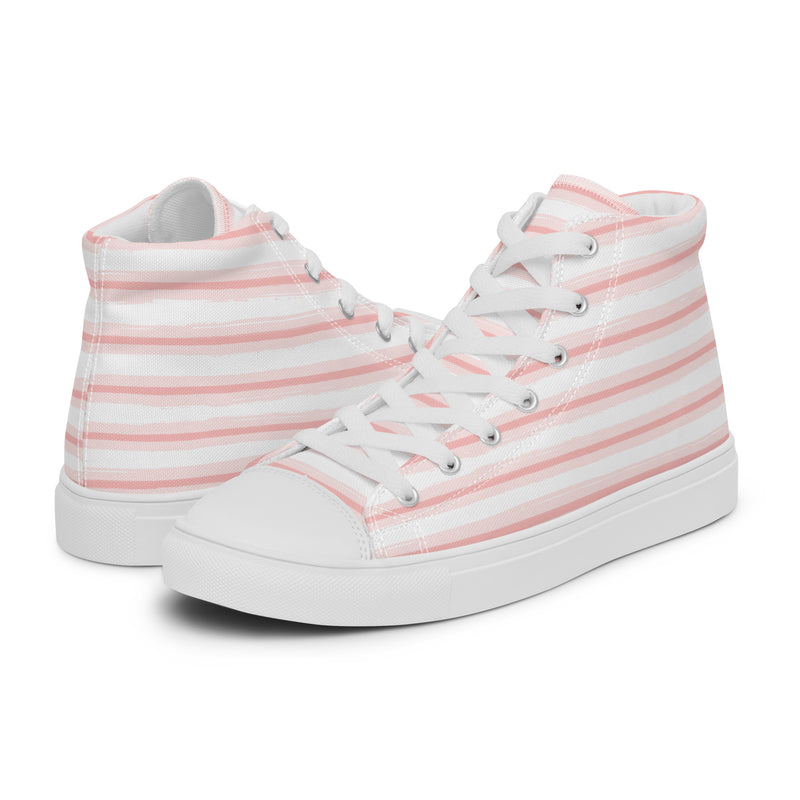 Coral Stripe High Top #188 - Canvas High Top Sneakers | HA!LO