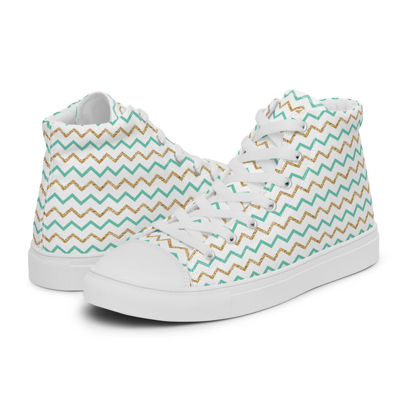 Mint Chevron High Top #189 - Canvas High Top Sneakers | HA!LO
