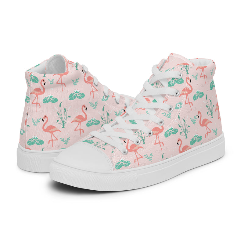 Pink Flamingo High Top #183 - Canvas High Top Sneakers | HA!LO