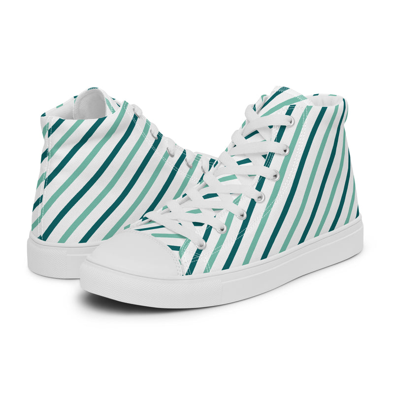Green Stripe High Top #202 - Canvas High Top Sneakers | HA!LO