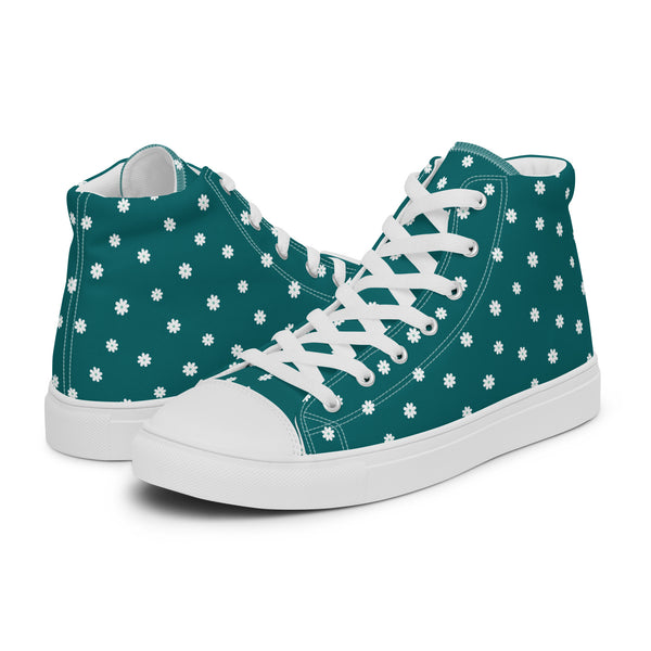 HA!LO Teal Polka Dot #204 Women’s Canvas High Top Sneakers