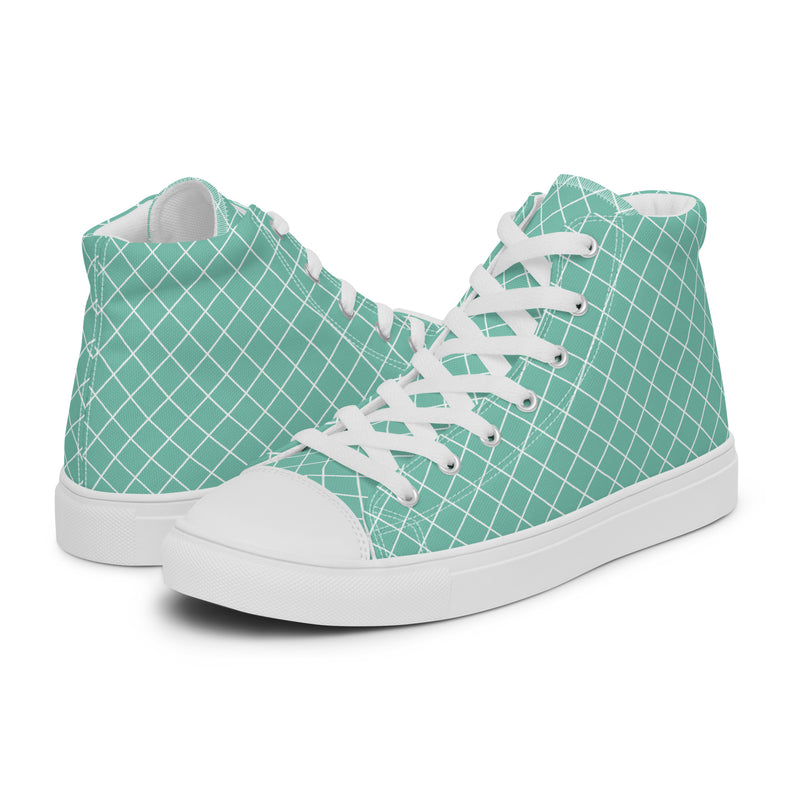 Teal Diamond High Top #205 - Canvas High Top Sneakers | HA!LO
