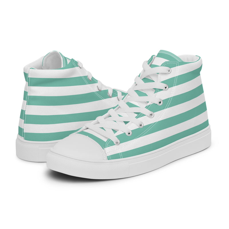 Mint Stripe High Top #206 - Canvas High Top Sneakers | HA!LO