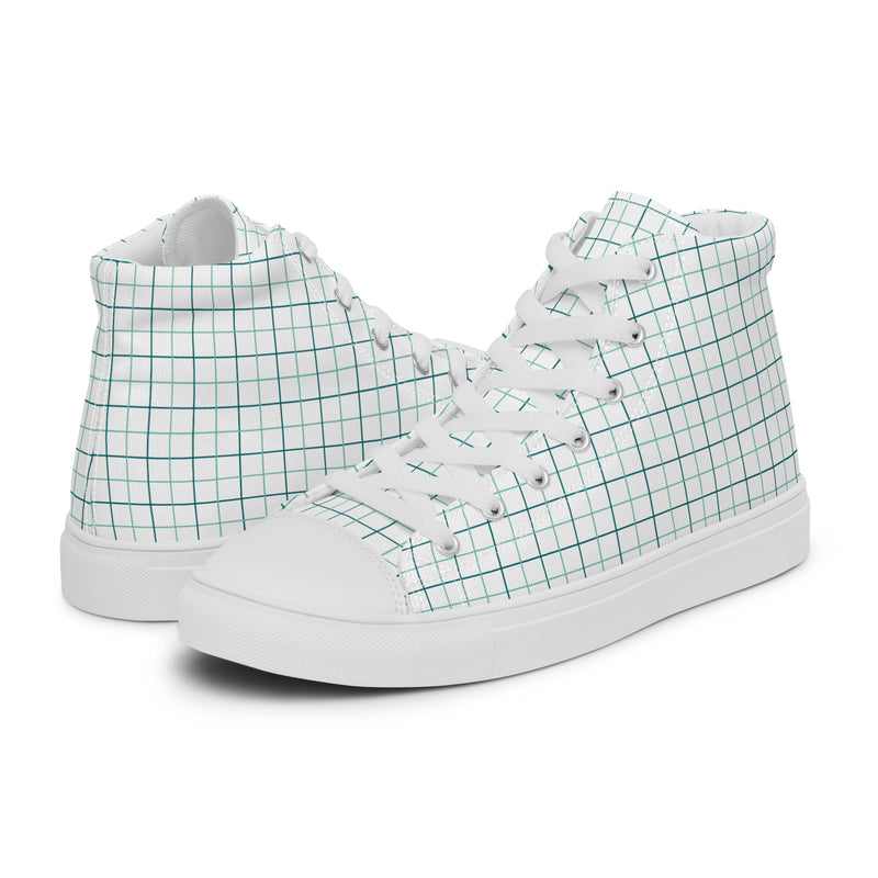 Mint Grid High Top #208 - Canvas High Top Sneakers | HA!LO