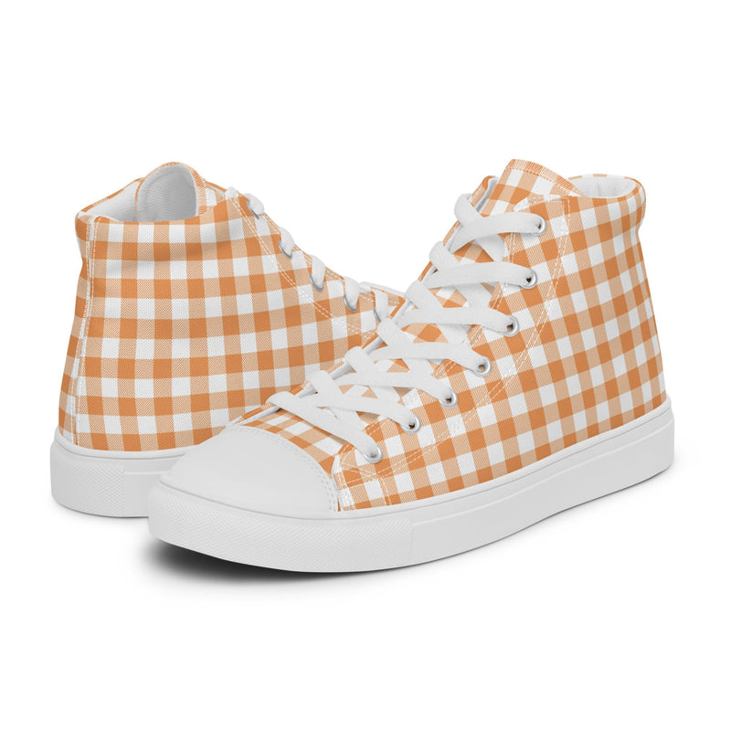 Peach Gingham High Top #220 - Canvas High Top Sneakers | HA!LO