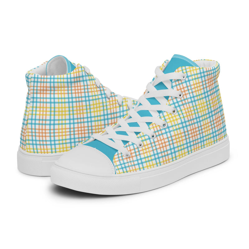 Pastel Plaid High Top #224 - Canvas High Top Sneakers | HA!LO