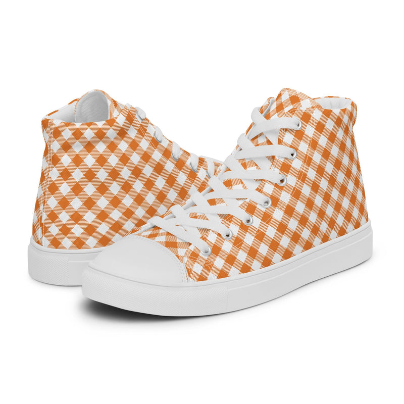 Orange Gingham High Top #226 - Canvas High Top Sneakers | HA!LO