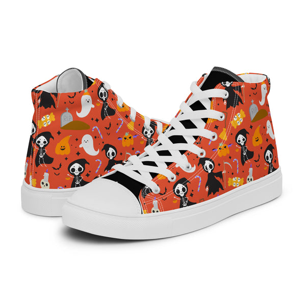 HA!LO Orange Halloween #232 Women’s Canvas High Top Sneakers