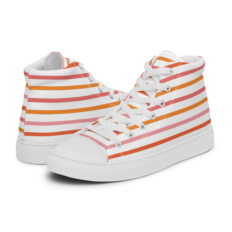 Orange Stripe High Top #237 - Canvas High Top Sneakers | HA!LO