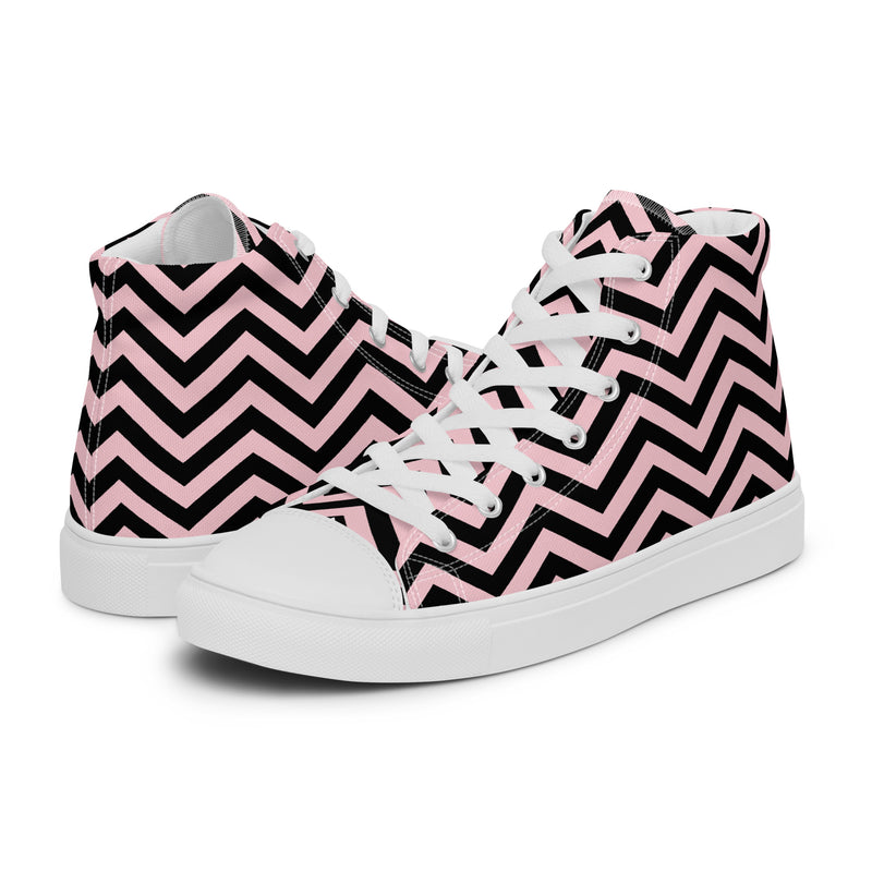 Pink Chevron High Top #239 - Canvas High Top Sneakers | HA!LO