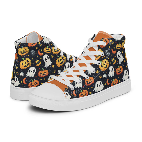 HA!LO Halloween Ghost #244 Women’s Canvas High Top Sneakers